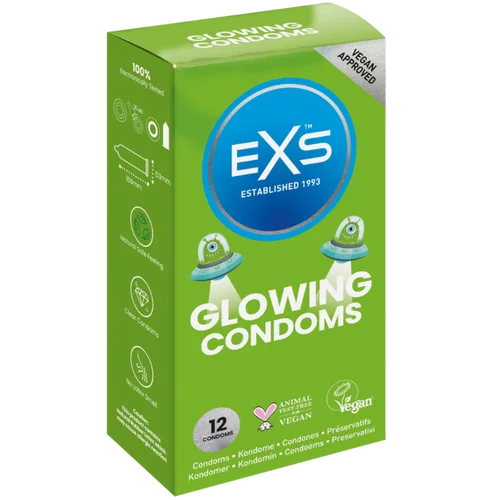 EXS Glow in the Dark Condoms 1 EXSGlowintheDarkGlowingCondomCondoms12PackVeganFriendly