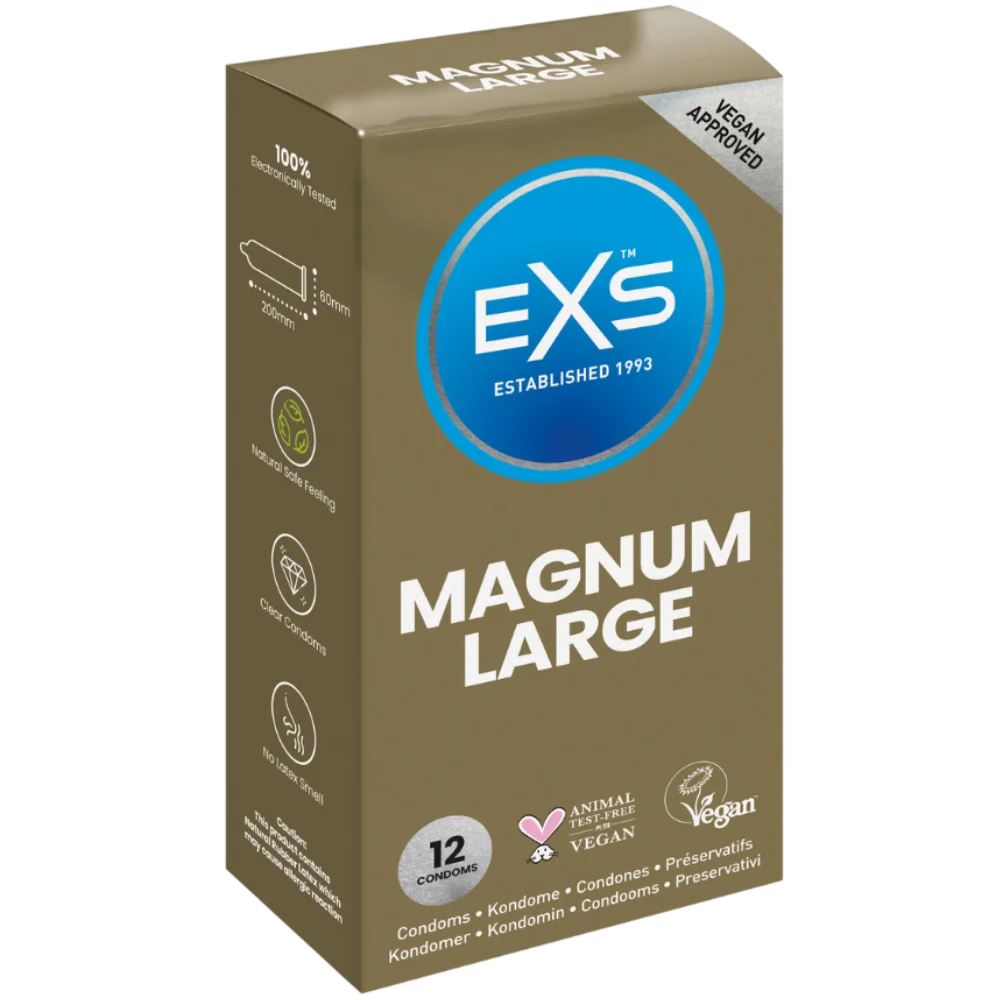 EXSMagnumLargeExtraLargeXLCondomCondomsVeganFriendly12Pack