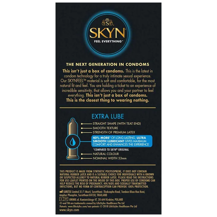 SKYN Extra Lubricated Non-Latex Condoms 4 SKYN Extra Lubricated Non Latex Condoms 4