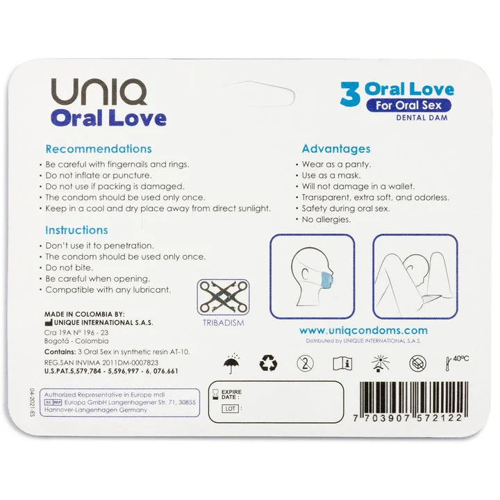 UNIQ Oral Love Dental Dams 2 uniq oral love dental dams 3 pack 2 720x 520